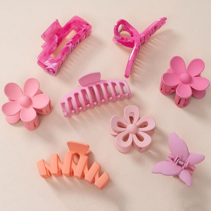 Sunolga 8PCS Flower Clips for Women, Thick Hair Accessories with Multi-Styles, Neutral Colors and Variety Pack, Ideal for Girls - Image 1
